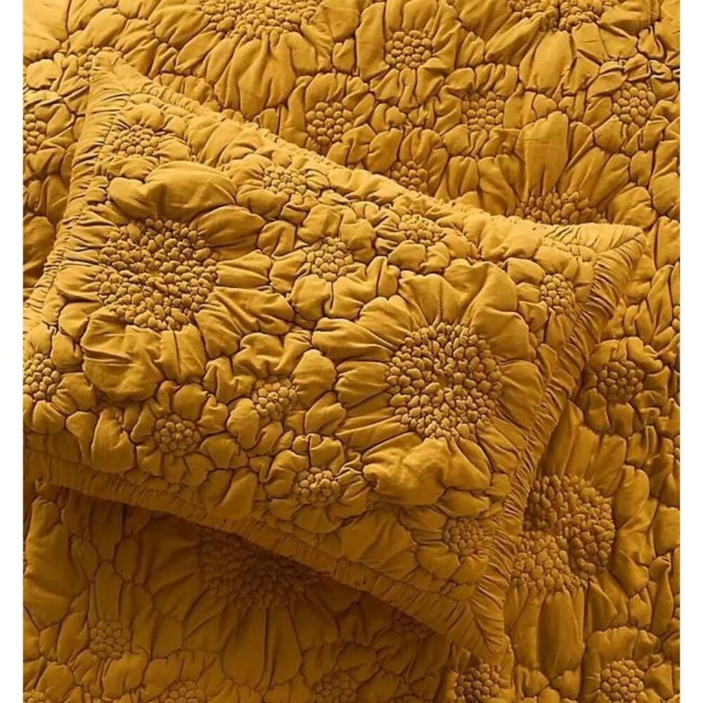 Anthropologie Gold Floral Pillow